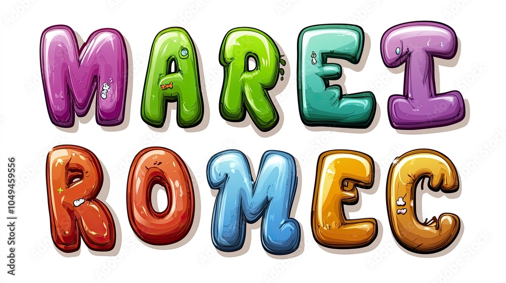 Colorful and playful letters spelling out a fun word