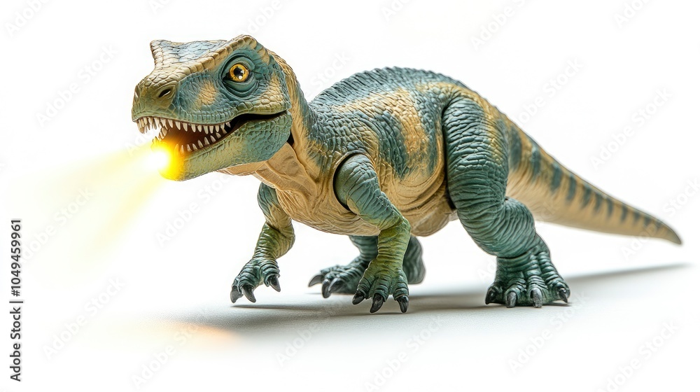 Obraz premium Toy dinosaur figure with light effects in a playful setting