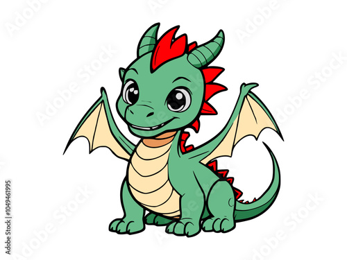 Vector illustration of dragon, vector for drawing books and coloring books