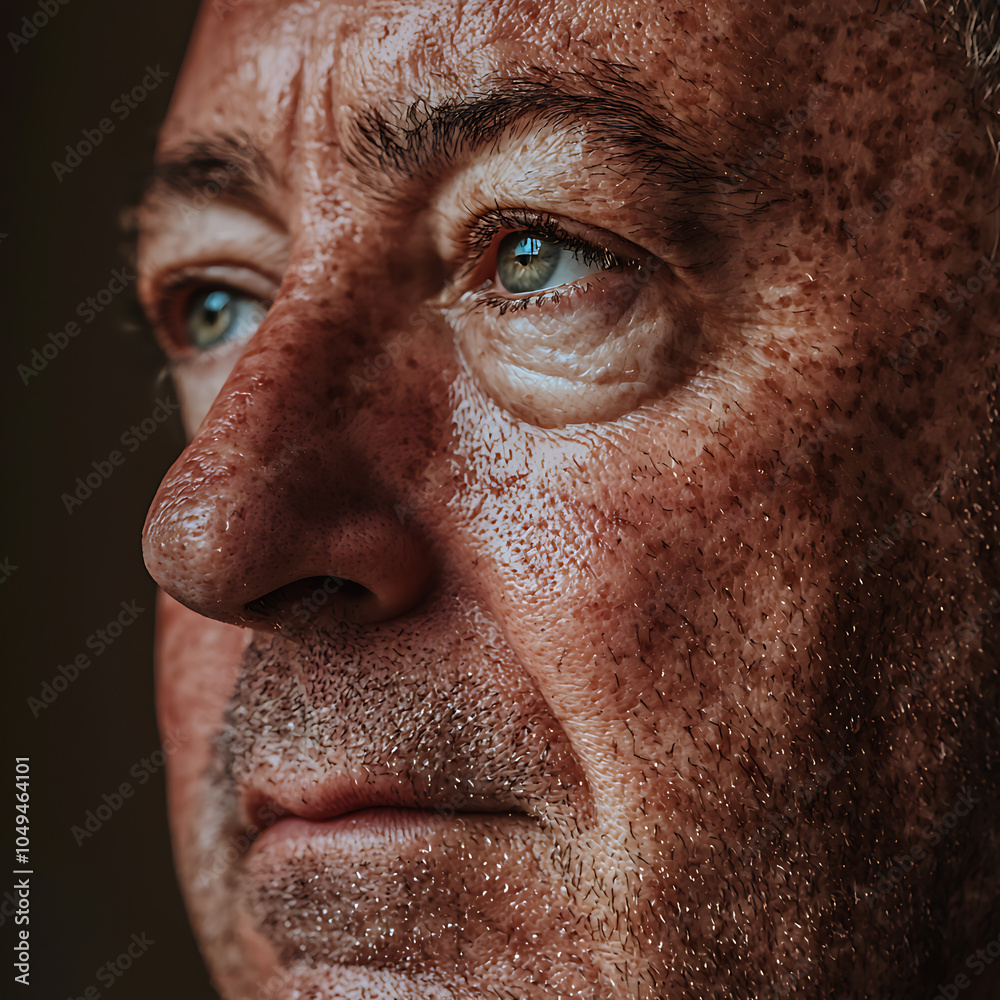 Introspective close-up of an older man's face