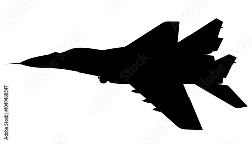 Vector illustration of silhouette fighter jet, war plane. Silhouette of the multirole aircraft isolated on white background