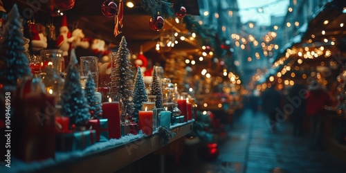 Fototapeta Naklejka Na Ścianę i Meble -  a christmas scene with a small town street