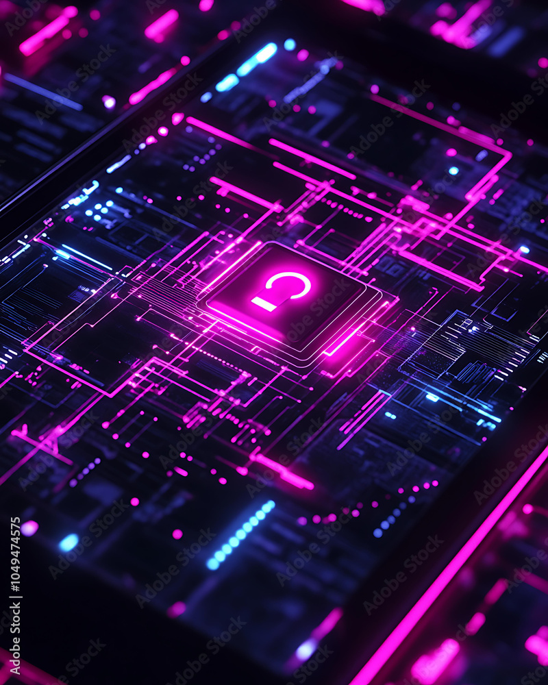 Fototapeta premium Glowing Tablet with Abstract Circuit Design