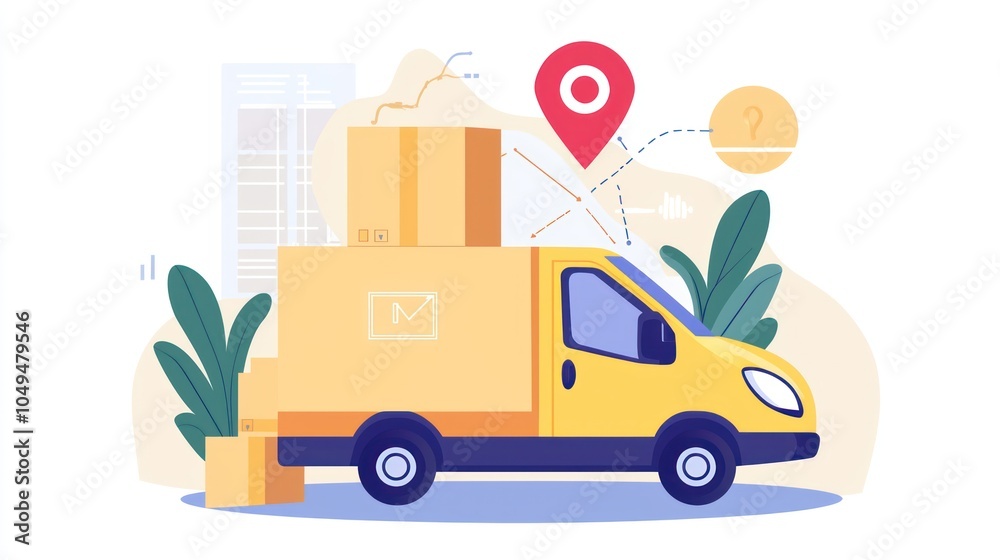 Naklejka premium Advanced Real-Time Route Tracking Software with GPS Updates Showing Traffic Conditions for Efficient Delivery in High Resolution