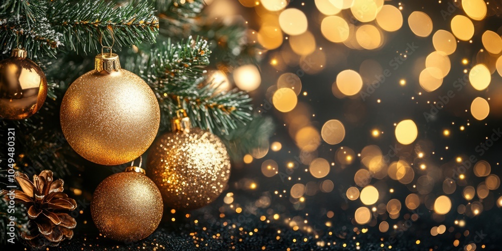 a christmas tree with gold ornaments and lights a christmas tree with gold ornaments and lights