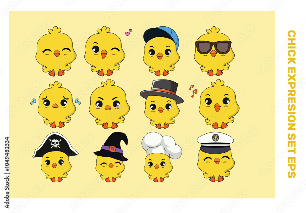 Fototapeta premium Chick Expression Illustration Set