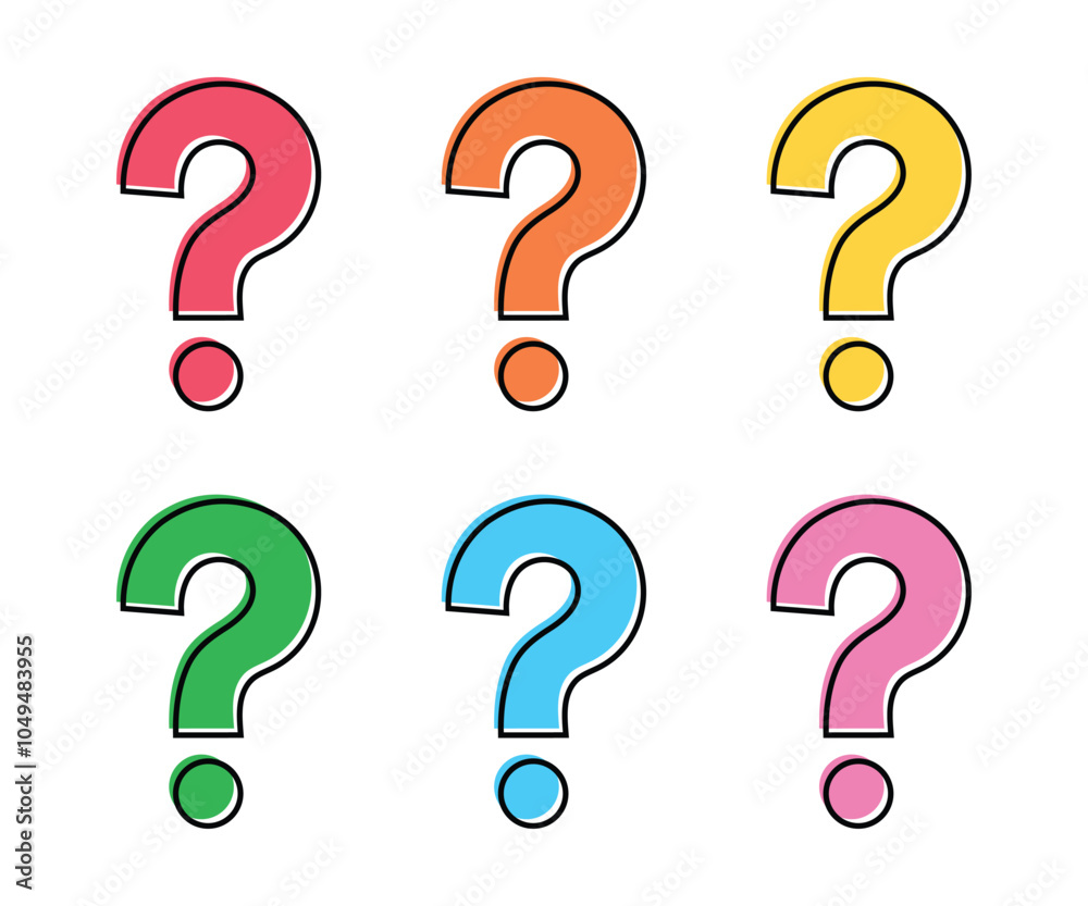 Vector Question Mark With Outline Icon Set In Multiple Color Vector Question Mark With Outline Icon Set In Multiple Color