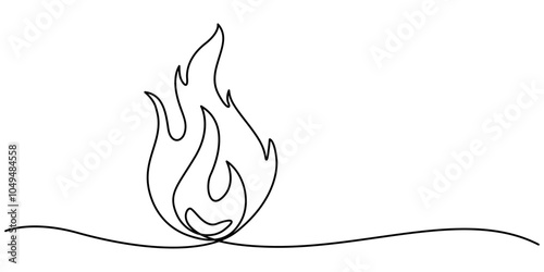 Continuous Line Drawing of Campfire Icon. Hand Drawn Symbol Vector Illustration, Campfire Single Line Icon, Fire line art, Continuous line drawing  fire vector illustration