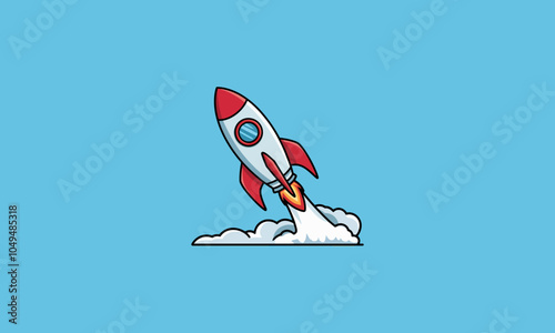 Rocket launching with smoke trail illustration.