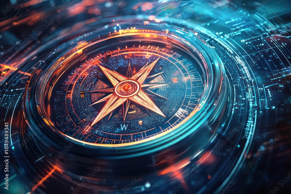 custom made wallpaper toronto digitalFuturistic German innovations depicted through a digital compass illustration.