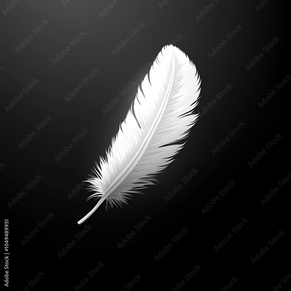 Soft White Feather on Dark Background Soft White Feather on Dark Background