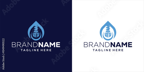Creative Abstract Water Logo Design with Drill Bit, Design Inspiration, Illustration, Vector