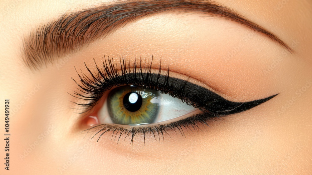 Fototapeta premium Enhance your eye makeup skills with these expert tips for perfect winged eyeliner application
