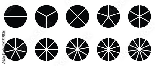 Pie chart set. pie diagram collection with. Circle icons for infographic. Vector illustration