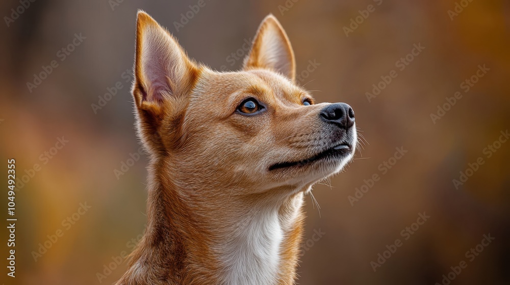 A canine exudes excitement in profile, showcasing its playful demeanor. The warm, soft lighting enhances its gorgeous fur, creating an inviting and friendly atmosphere. A canine exudes excitement in profile, showcasing its playful demeanor. The warm, soft lighting enhances its gorgeous fur, creating an inviting and friendly atmosphere.