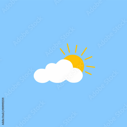 Hot weather forecast logo illustration vector design with sun and white clouds image