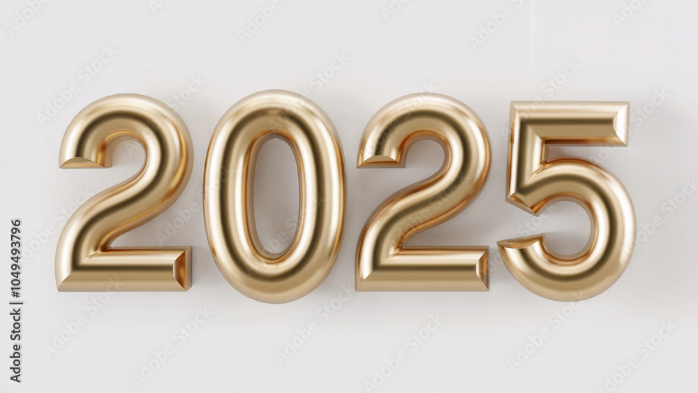 A minimalist gold metallic rendering of the year A minimalist gold metallic rendering of the year