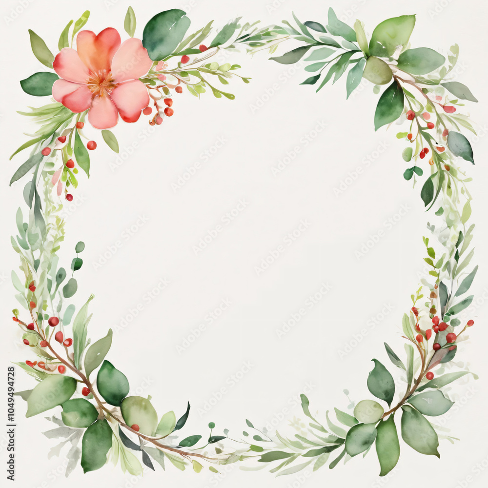 Fototapeta premium Elegant blank wedding card with floral accents.