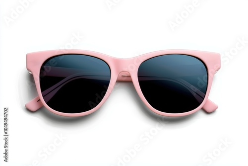 Stylish pink sunglasses with dark lenses on a clean background, perfect for summer fashion and outdoor adventures. photo