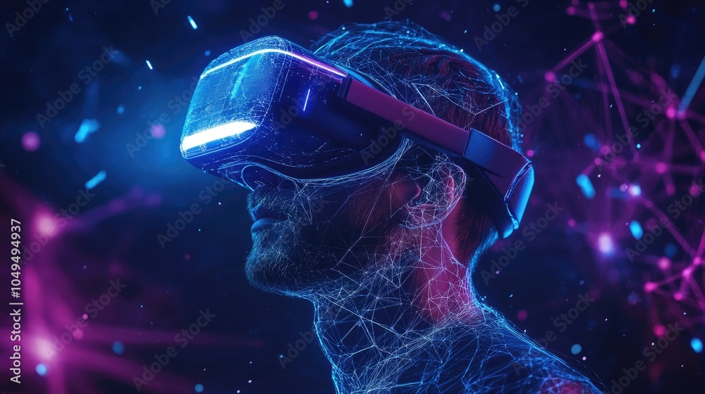 Virtual reality globe with network lines, futuristic tech Virtual reality globe with network lines, futuristic tech