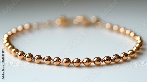 Elegant gold bead bracelet close-up on a smooth surface