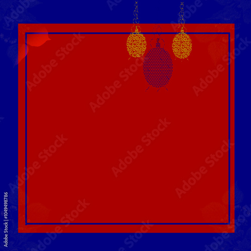 Christmas greeting card with red ribbon