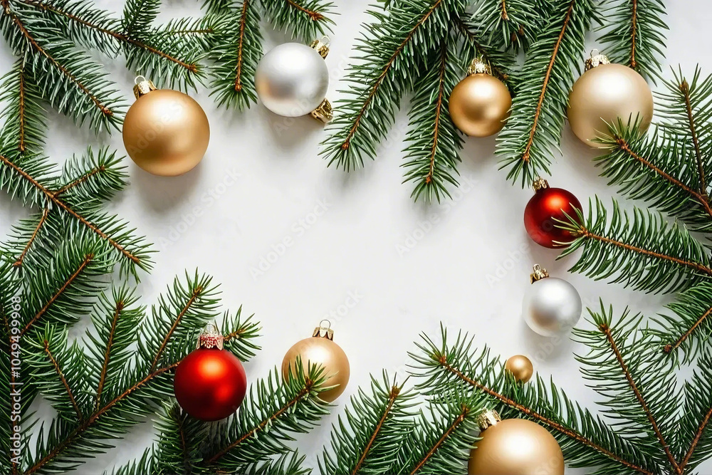 christmas background with branches and balls christmas background with branches and balls