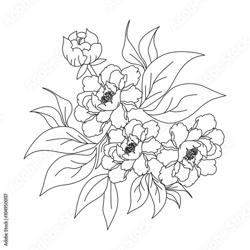 Flowerof with leaves embroidery design.