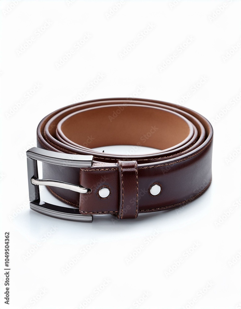 Brown leather belt with silver buckle Brown leather belt with silver buckle