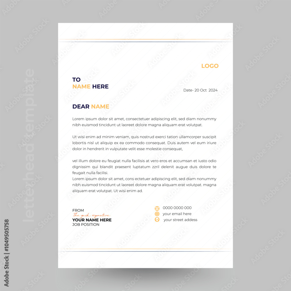 Obraz premium Modern clean corporate letterhead template design 