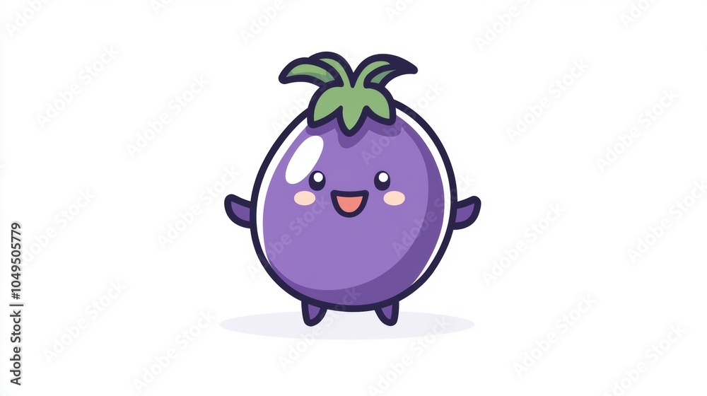 Fototapeta premium Cute Cartoon Eggplant Character Illustration Design