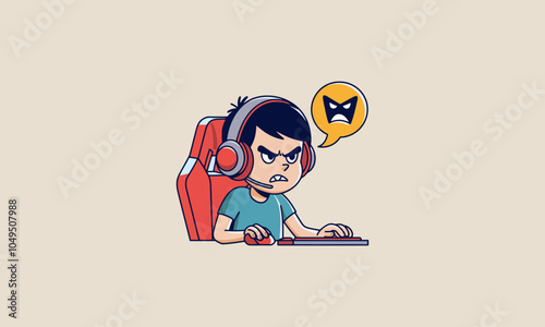 Gamer expressing anger while playing at a gaming setup.