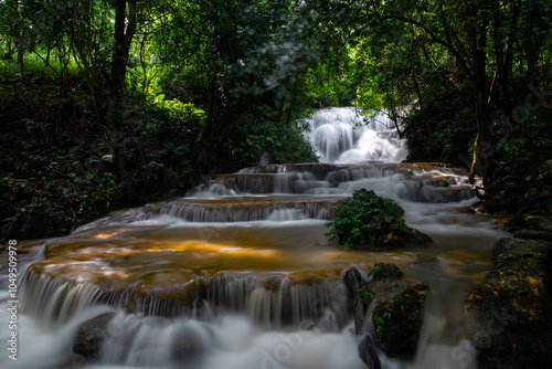 beautiful waterfall in the forest in tuyen quang, vietnam