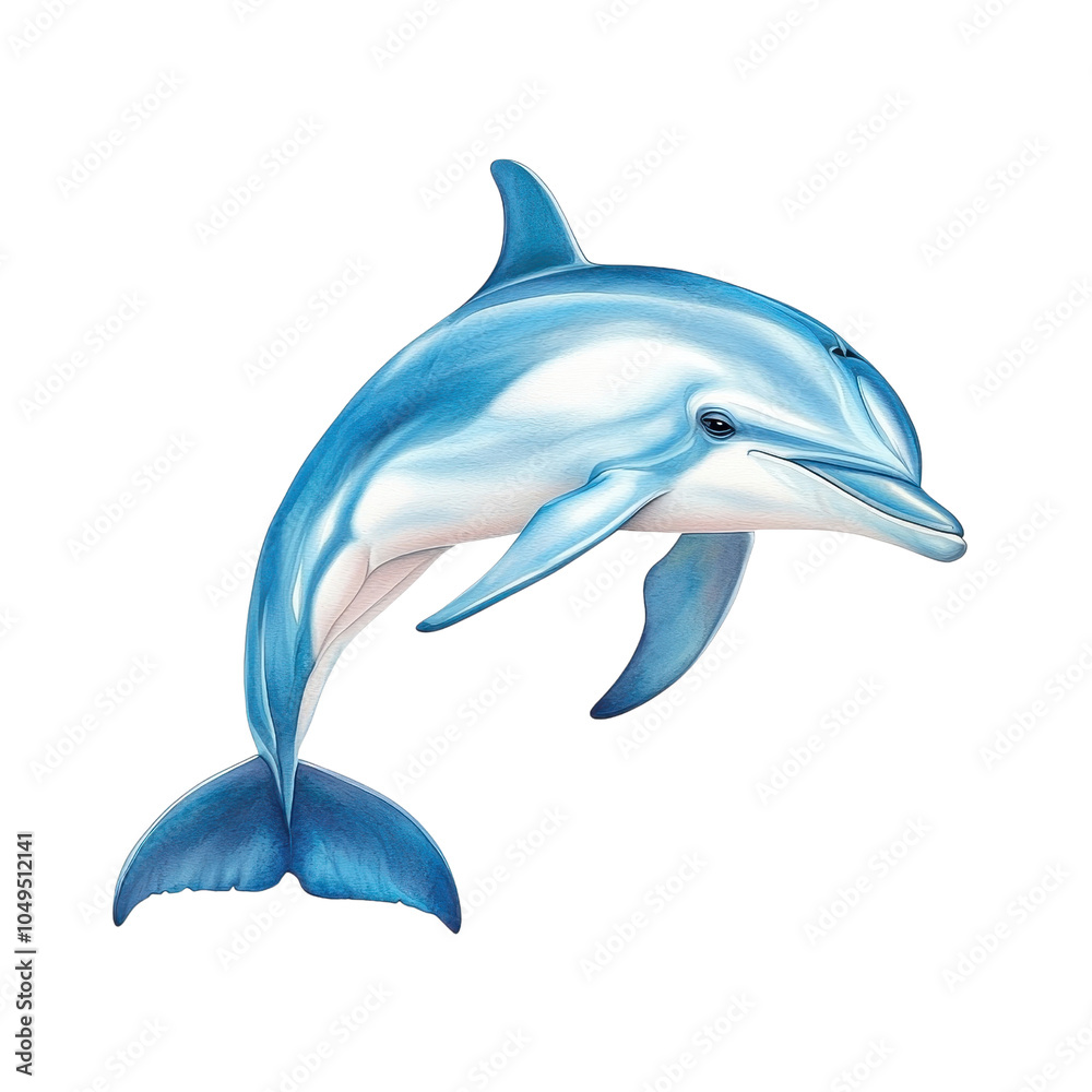 Obraz premium A dolphin isolate on white background, showing its streamlined body and smooth skin. PNG