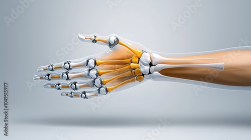 A close-up view of human skin stretched over a skeletal hand, showcasing intricate textures and details of both skin and bone, highlighting the contrast between soft and hard elements. Ultra-Realistic photo