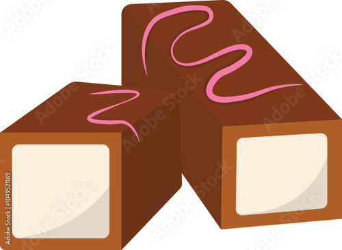 Chocolate Food Illustration with Cute Cartoon Design. Isolated Vector Graphic.