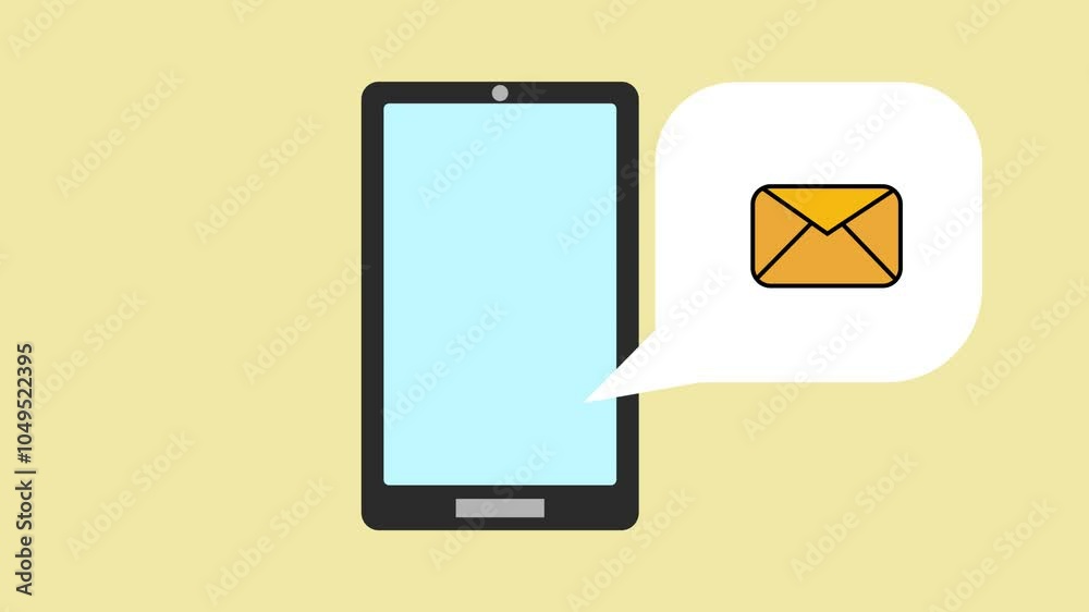 Email message pop-up mobile phone with speech Bubble. animation smartphone online communication concept