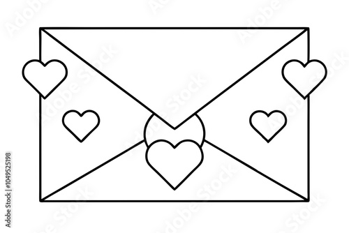 Envelope with hearts | isolated vector silhouette illustration on white background