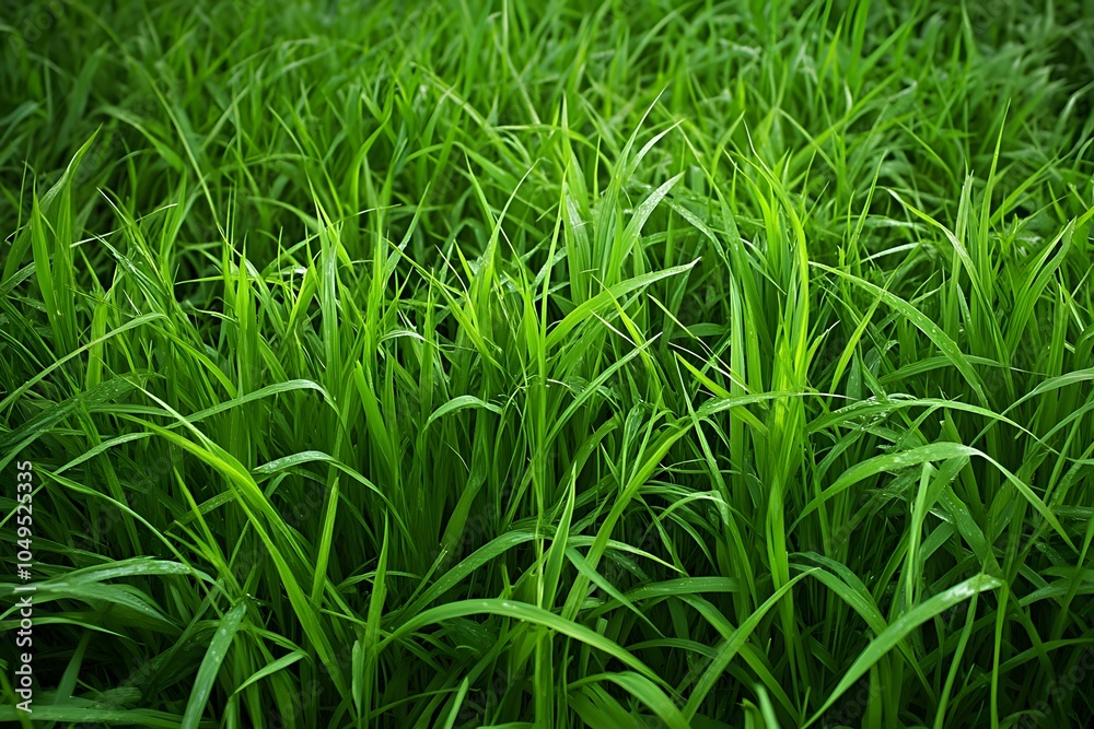Lush green grass growing densely in a natural environment. Lush green grass growing densely in a natural environment.