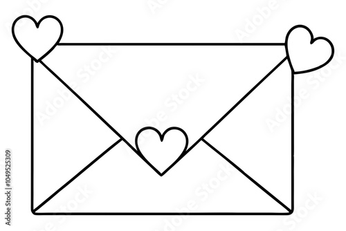 Envelope with hearts | isolated vector silhouette illustration on white background