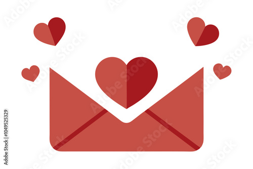 Envelope with hearts | isolated vector silhouette illustration on white background