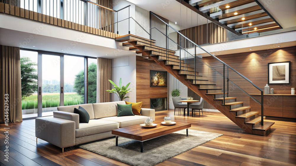 Fototapeta premium modern living room with fireplace