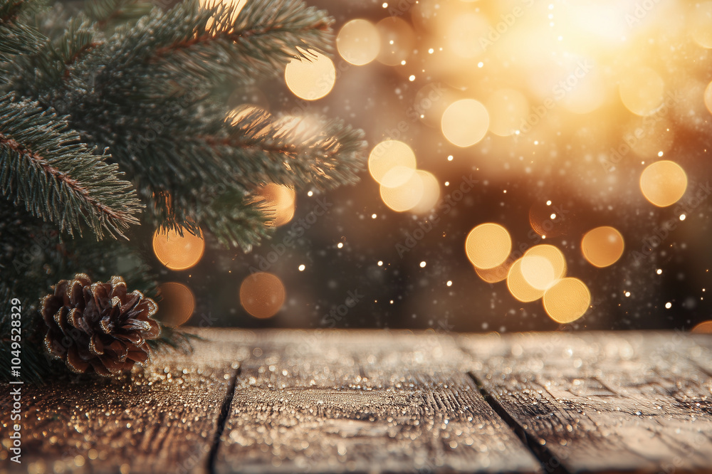 Wooden background with chrismas tree glitter effects and fireplace,film style Wooden background with chrismas tree glitter effects and fireplace,film style