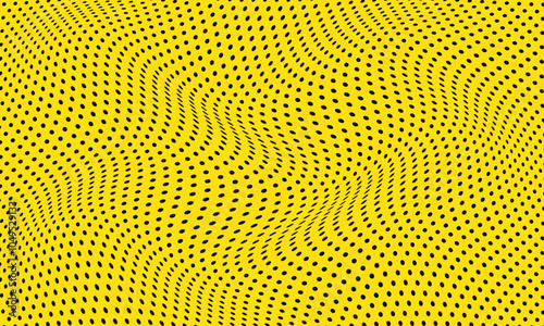 abstract black polka wave dot pattern on yellow can be used background, wallpaper, wall cloth.