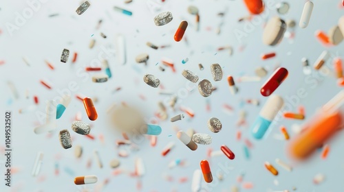 Abstract Pharmaceutical Background Image - a scientific and modern visual. The abstract pharmaceutical background image presents a sophisticated and innovative medical scene.