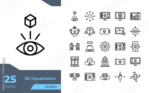 3D Visualization Outline Icons