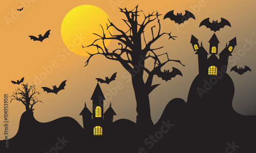 Happy Halloween background, banner poster design. Vector illustration.