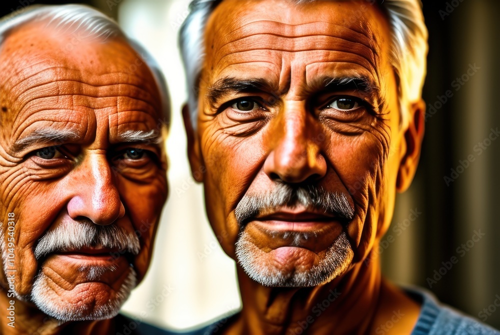 Portrait of two old men. Generative AI Portrait of two old men. Generative AI