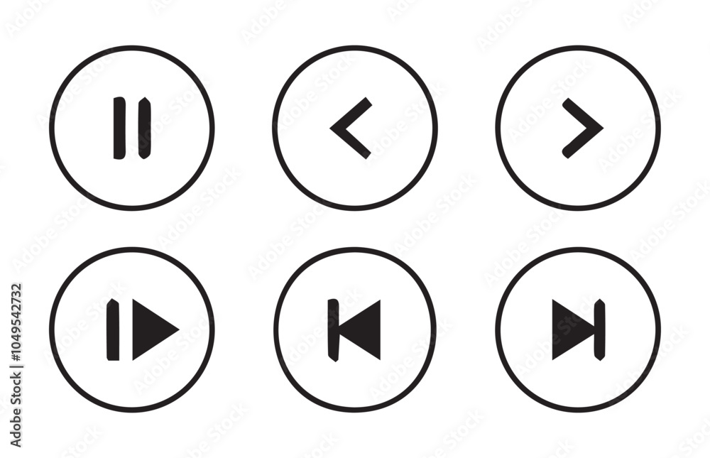 Media player icons collection.play, pause, media, online video, live, production, player, Solid icon collection.Vector Illustration Media player icons collection.play, pause, media, online video, live, production, player, Solid icon collection.Vector Illustration