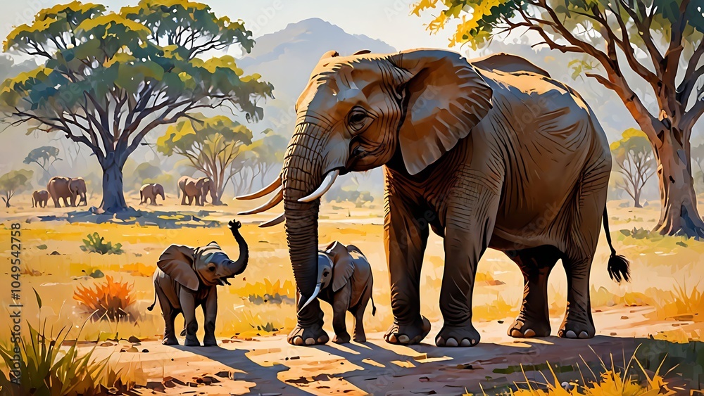Fototapeta premium elephants in the wild